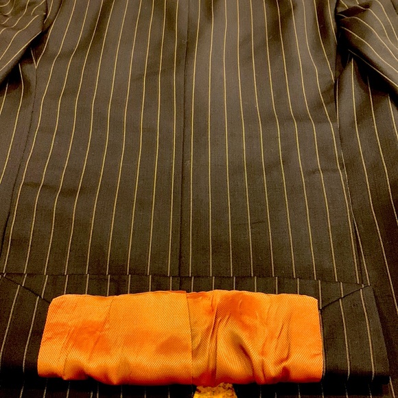 TOMBOLINI MENS WOOL TWO BUTTON SUIT WITH THIN STRIPING AND DOUBLE BACK VENT - Picture 4 of 13